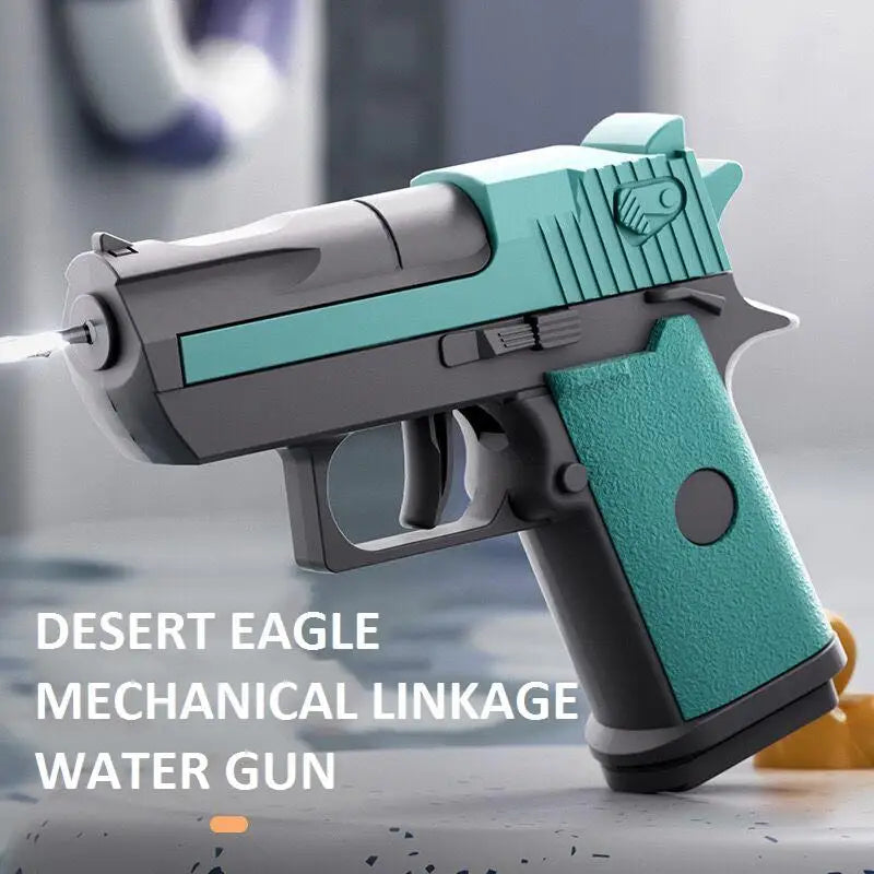 Mini Desert Eagle Water Gun | Mechanical Continuous Firing Toy for Kids Summer Play
