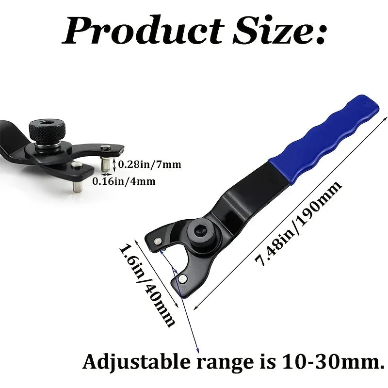 Adjustable Angle Grinder Wrench | Non-Slip Carbon Steel Hub Axle Tool Set