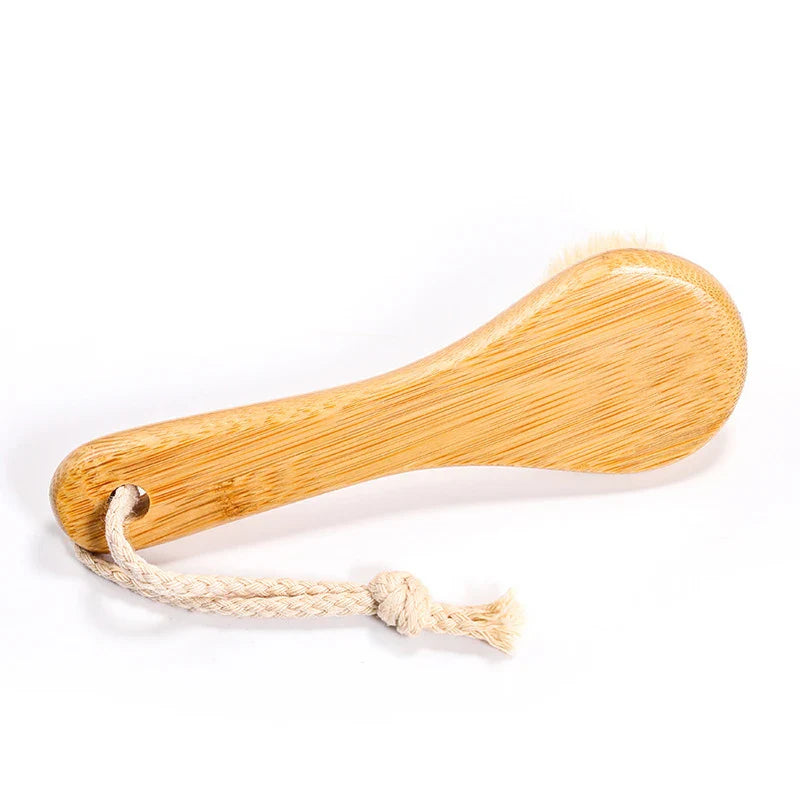 Natural Bamboo Facial Cleansing Brush | Soft Horse Hair Deep Clean Face Brush