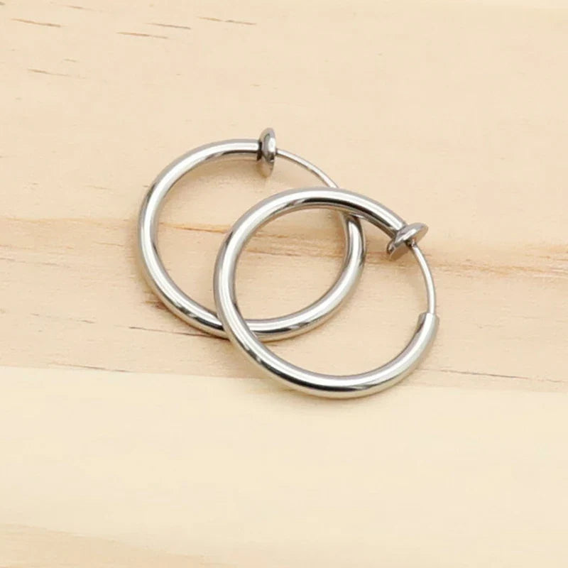 1 Pair Punk Stealth Clip On Earrings | No Hole Ear Cuff and Helix Ring Set