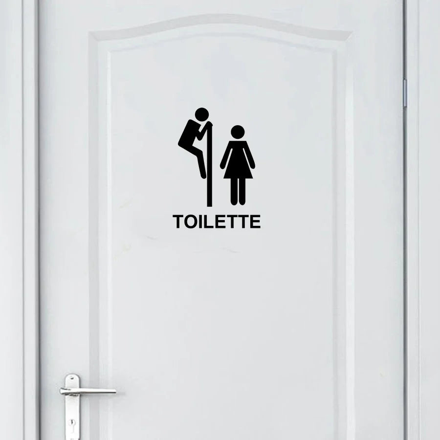 French Bathroom Toilet Sign Vinyl Sticker Decal | WC Entrance Sign Door Decal for France Home