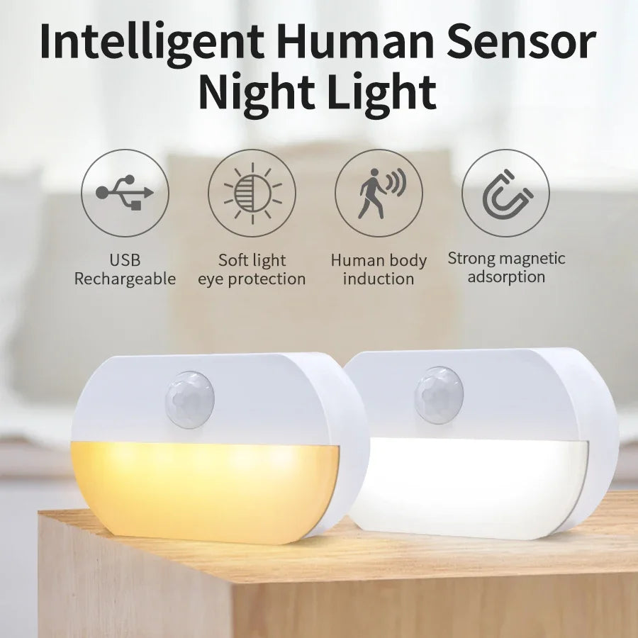 Motion Activated LED Night Light | Stick-on Battery Operated Sensor Lamp for Hallway, Stair, Bathroom, Closet