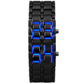 Men's Digital Lava LED Watch | Full Metal Sport Watch with Red Blue Display