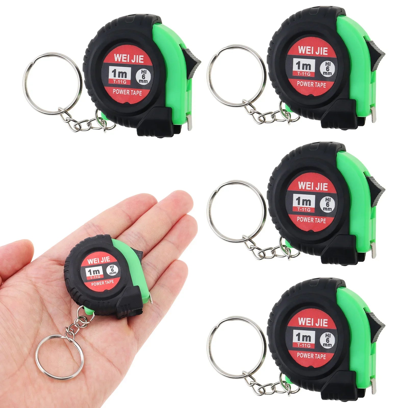 1pc/5pcs 3ft / 1m Green/Yellow Keychain Tape Measure for Quick Easy Measurements with Metric and Inch Scales, Mini Measuring Tape