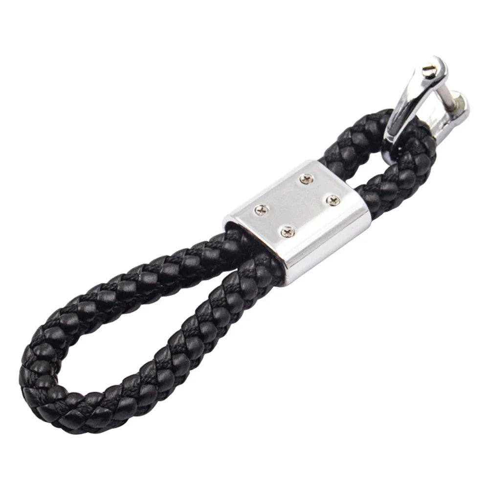 Handwoven Leather Car Keychain | Retro Horseshoe Buckle Key Ring