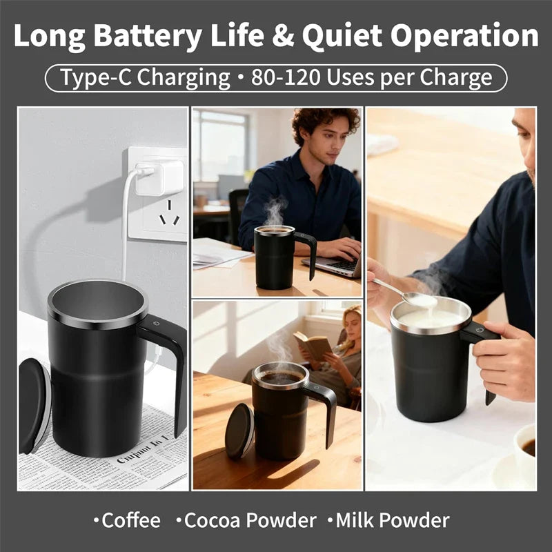 380ml Self Stirring Coffee Mug | IP67 Waterproof Automatic Magnetic Mixing Cup with LCD Display