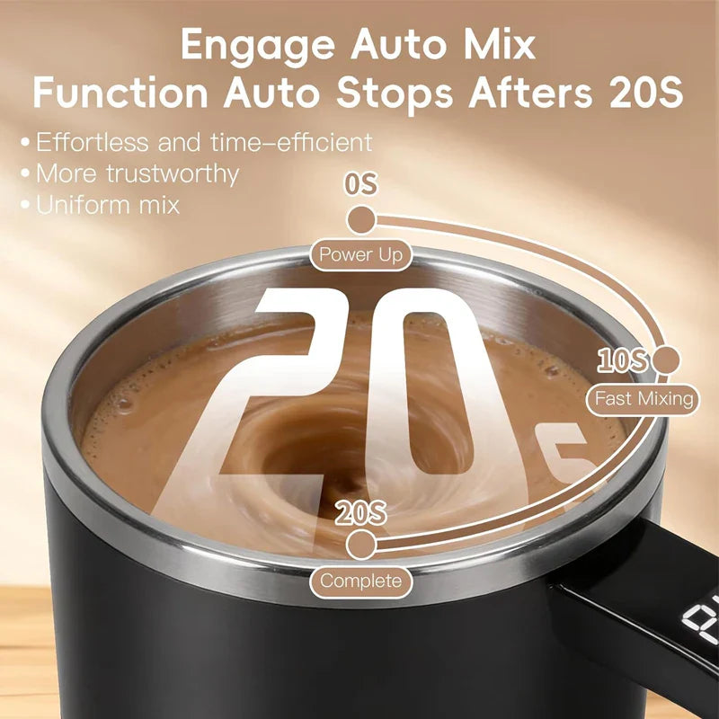 380ml Self Stirring Coffee Mug | IP67 Waterproof Automatic Magnetic Mixing Cup with LCD Display
