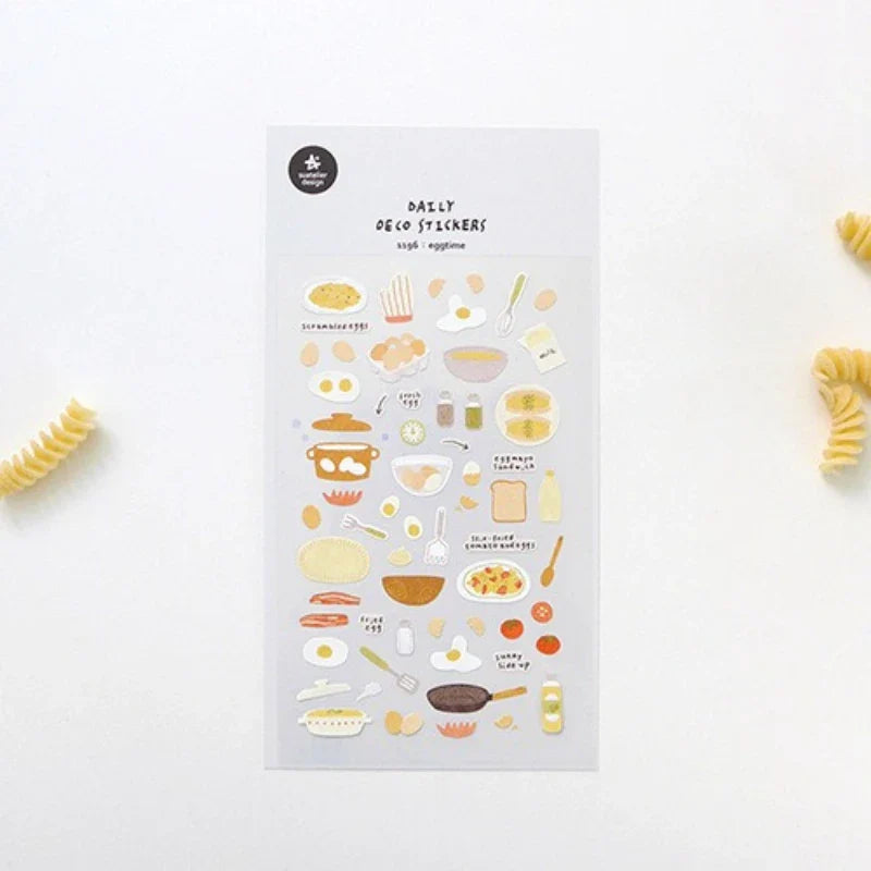 Eggtime Breakfast Sticker Set | Korean Aesthetic Paper Stickers for Scrapbooking and DIY