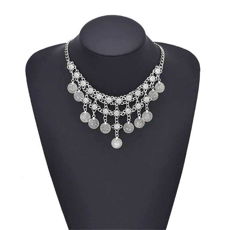 Vintage Coin Tassel Necklace | Bohemian Ethnic Charm Choker for Women