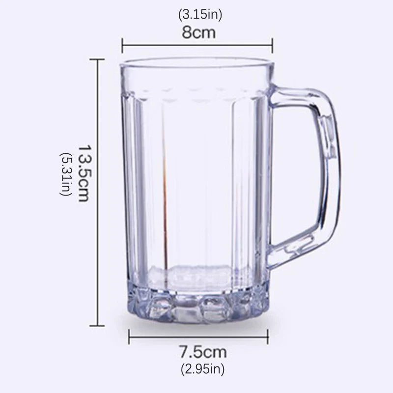 500ML Transparent Beer Mug | Unbreakable Plastic Cup for Drinks