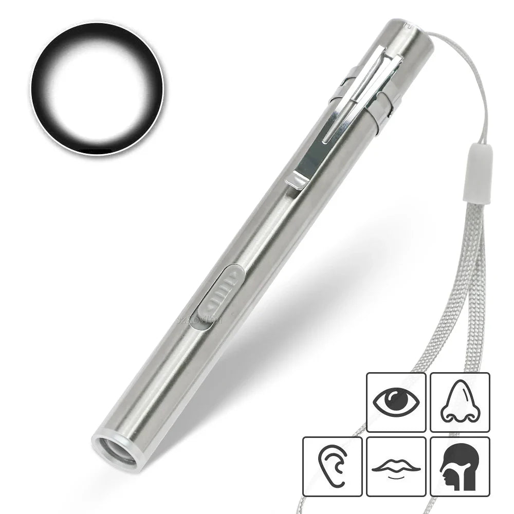 Mini Portable LED Pen Light | USB Rechargeable Medical Flashlight with Stainless Steel Clip