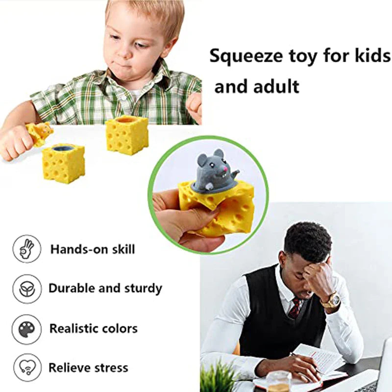 Squeeze Cheese Cup Fidget Toy Set | Mouse Rabbit Frog Stress Relief