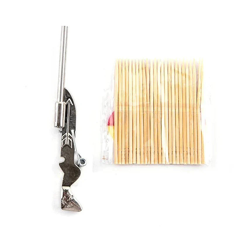 Mini Toothpick Gun | Metal Toy Shooting Game for Stress Relief