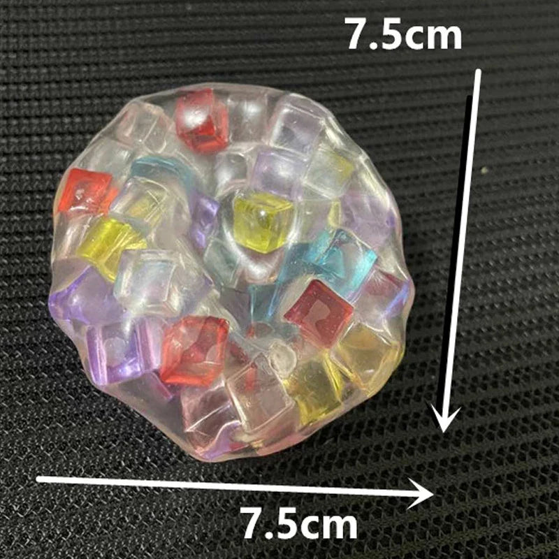 Rainbow Cube Stress Ball | TPR Bead Sensory Fidget Toy for Kids and Adults