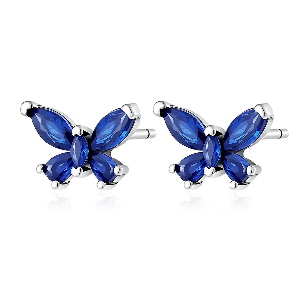 925 Sterling Silver Stud Earrings Set | Butterfly Snowflake Heart Moon Jewelry Gift
