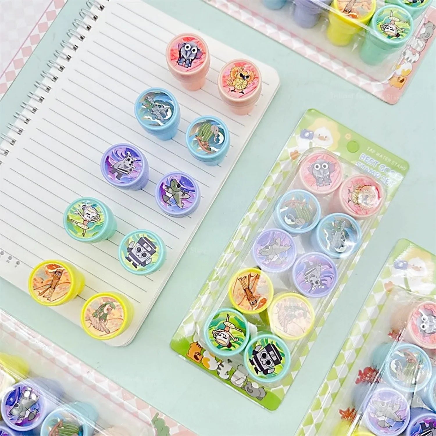 10Pcs Cartoon Animal Stamps | Party Favors and Classroom Rewards
