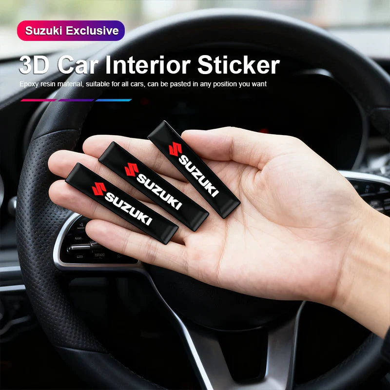 3D Epoxy Car Emblem Stickers for Suzuki Models | Black Interior & Exterior Decals