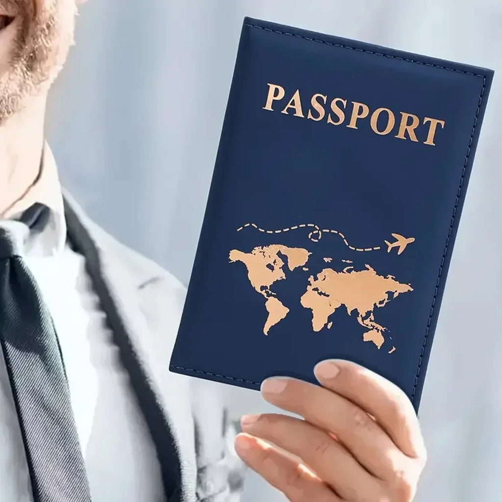 World Map Passport Cover | PU Leather Travel Wallet