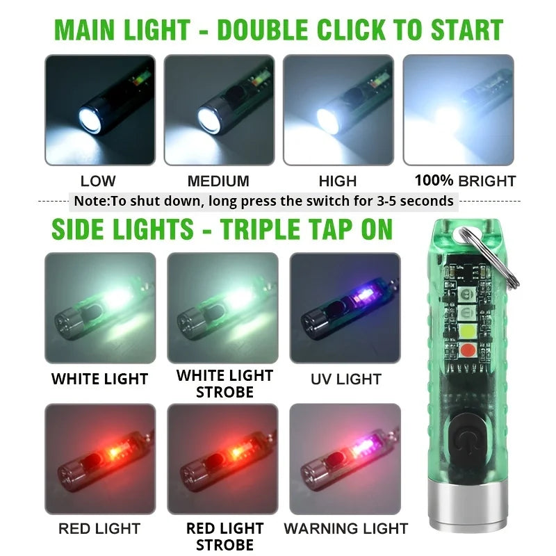 Mini Keychain Light | Portable LED Flashlight with USB Charging
