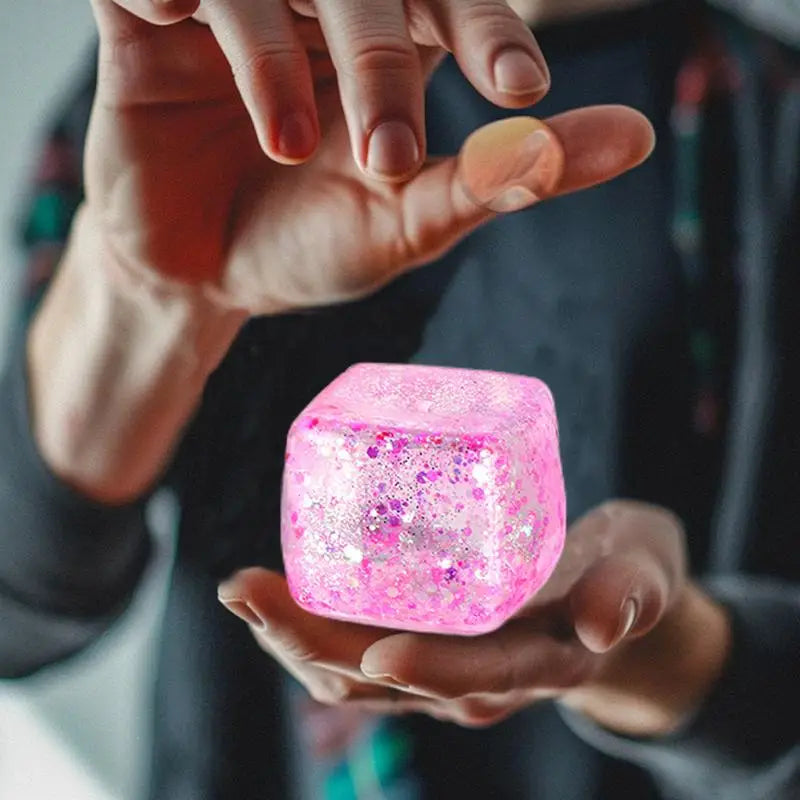 Maltose Cube Stress Squeeze Toy | Slow Rebound Polar Light Colorful TPR Block