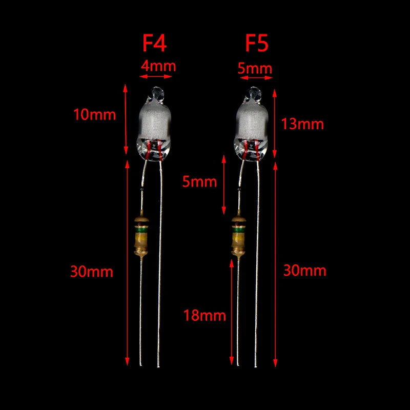 10Pcs Neon Light Bulbs 4x10mm 5x13mm 220V | Main Power Indicator with Built-in Resistor
