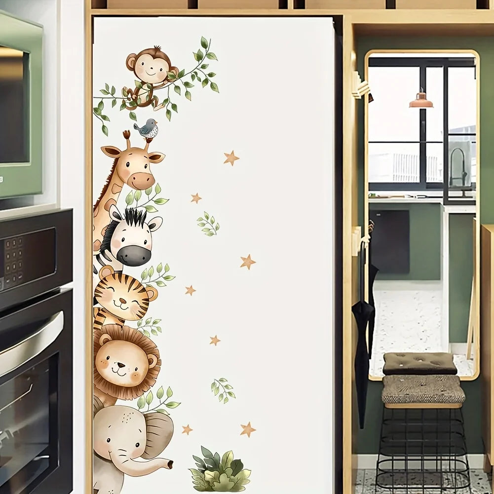 Watercolor Forest Animal Wall Sticker Set | Elephant, Lion, Giraffe, Zebra