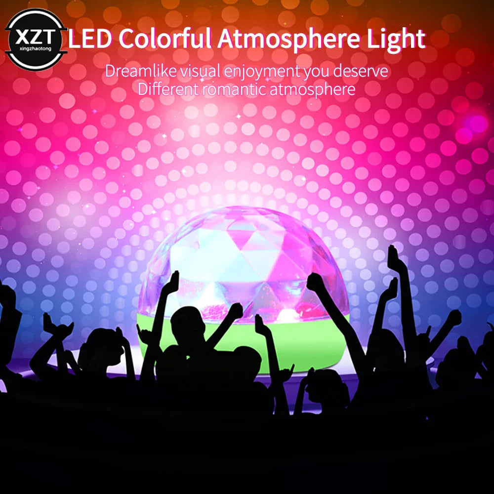 Mini USB LED Car Atmosphere Light | RGB Music Sound Control DJ Disco Lamp
