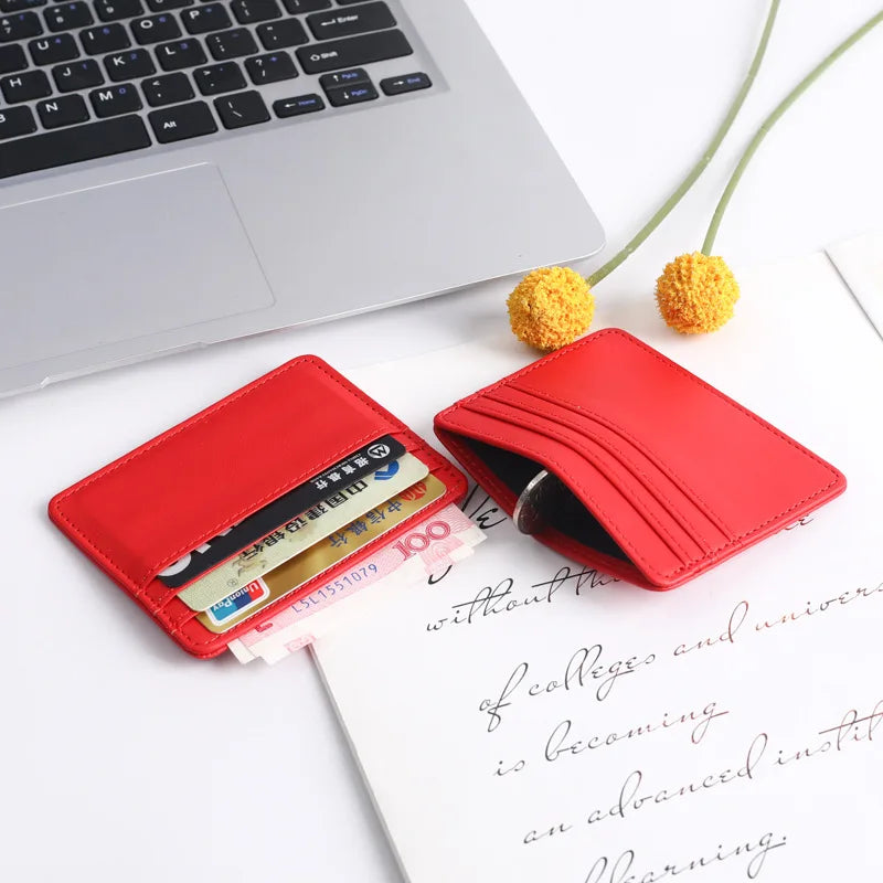 1Pc Pu Leather ID Card Holder | Slim Candy Color Credit Card Box