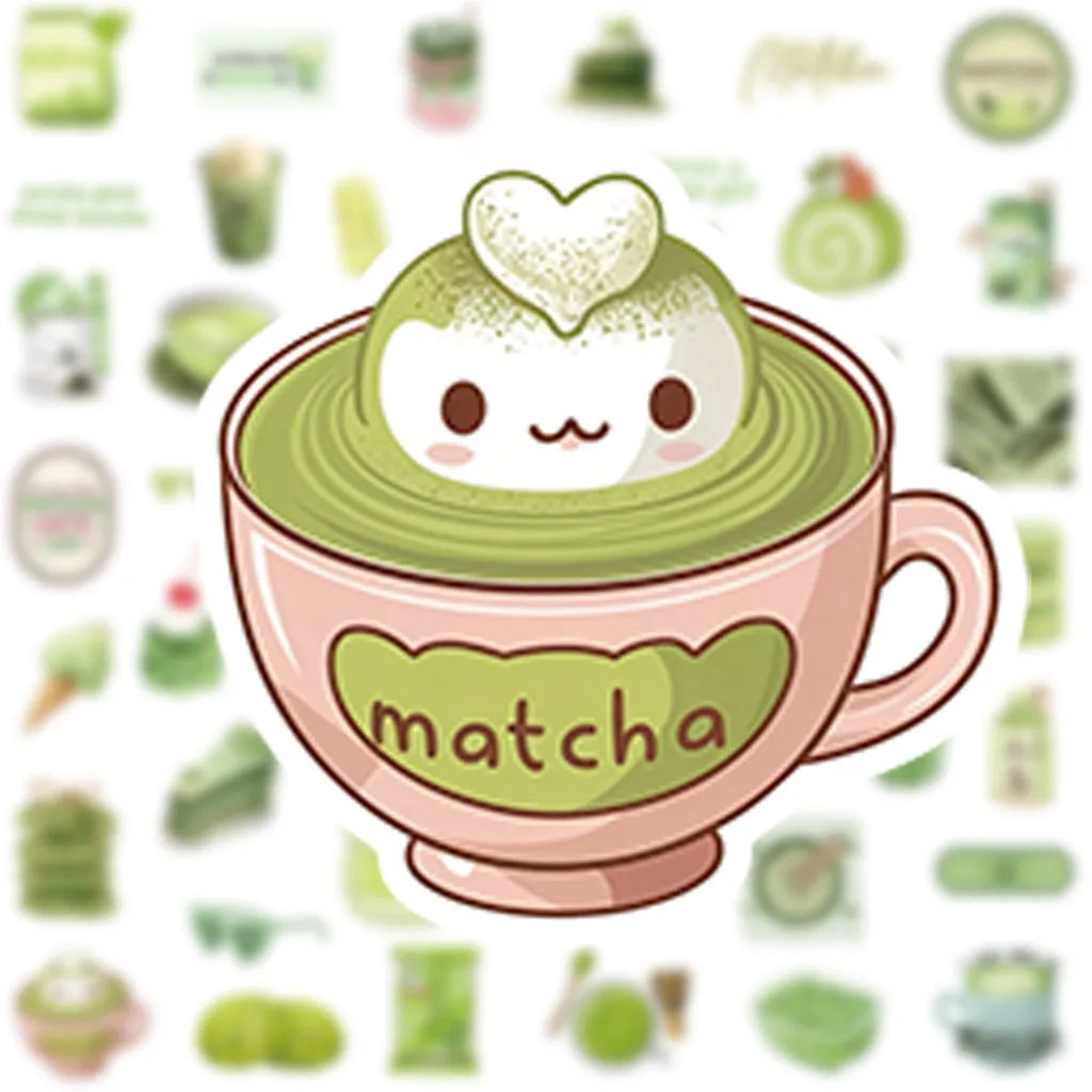 Matcha Girl Stickers Set | 50 Cute Cartoon Decals for Notebooks, Laptops & Luggage