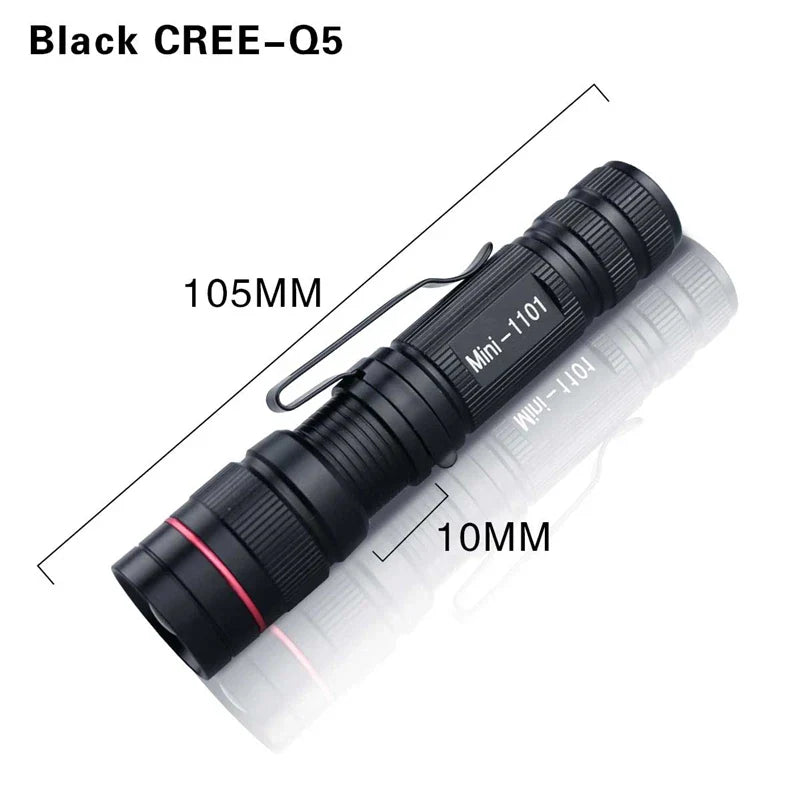 Mini Q5 LED Flashlight Adjustable Zoom | Portable Torch for Camping and Hiking