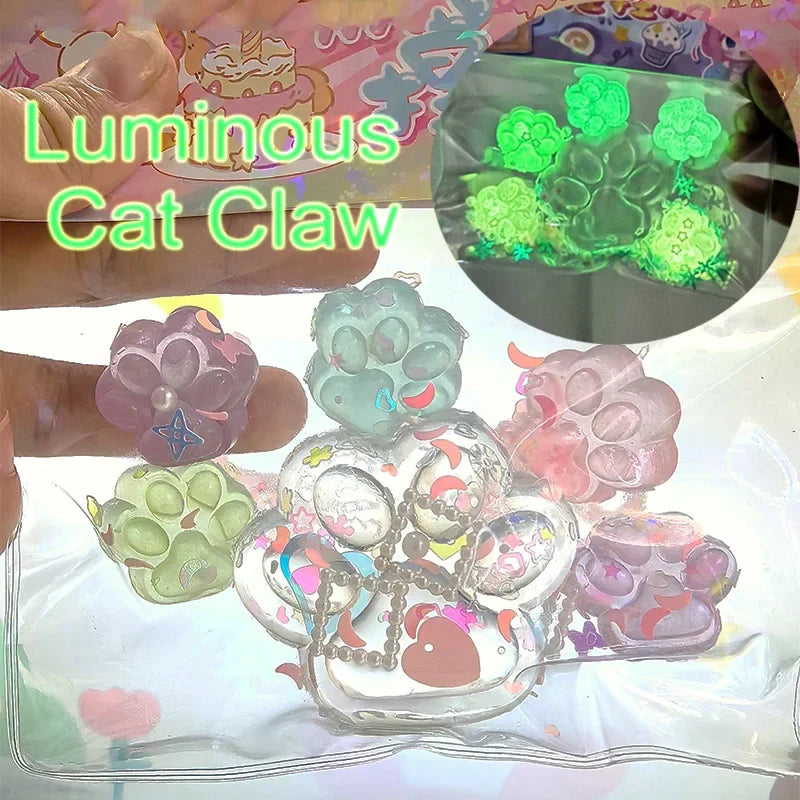 Glow-in-the-Dark Cat Paw Stress Toy | Squishy Squeeze Relief for Adults & Kids