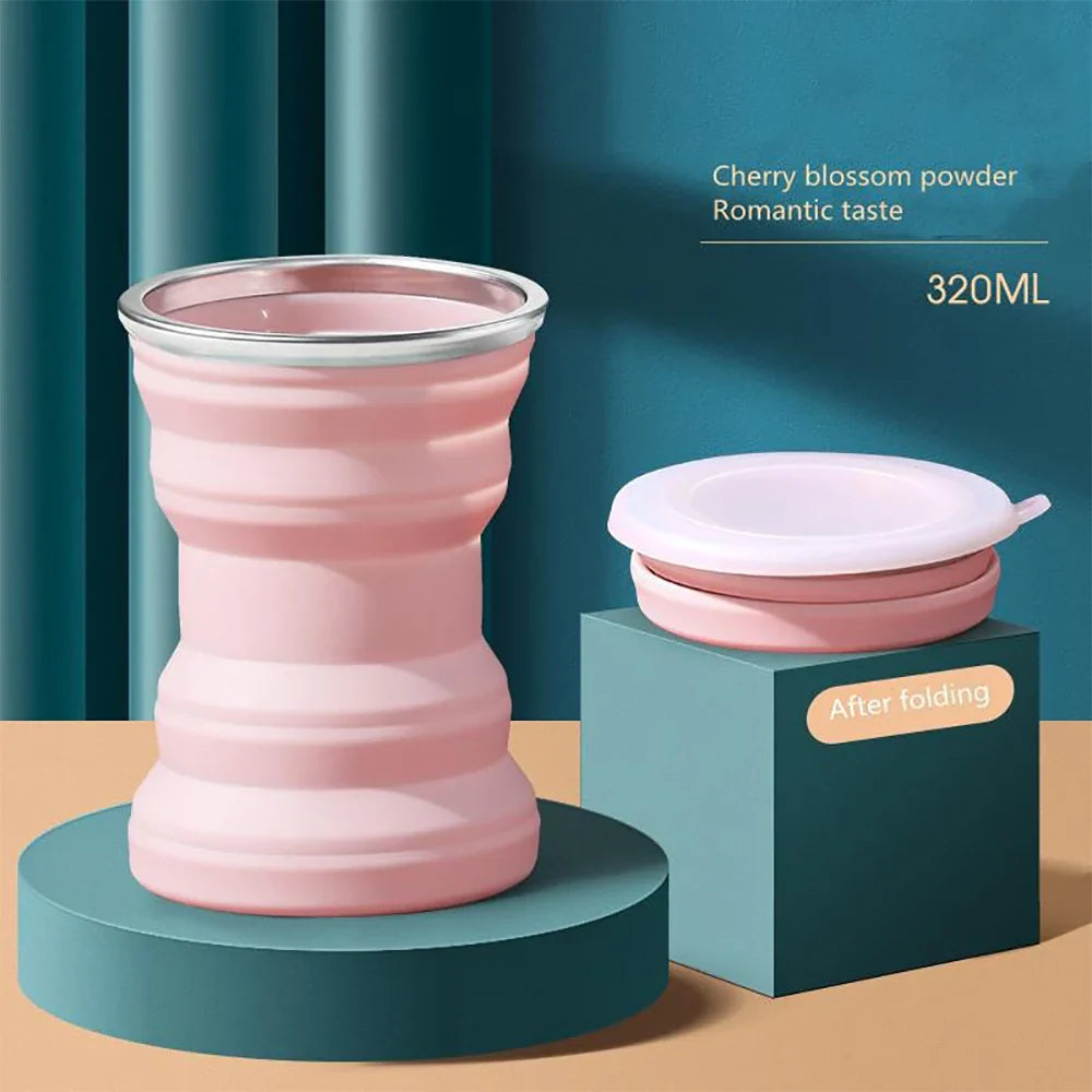 Portable Foldable Silicone Cup | Travel Mug with Lid and Lanyard