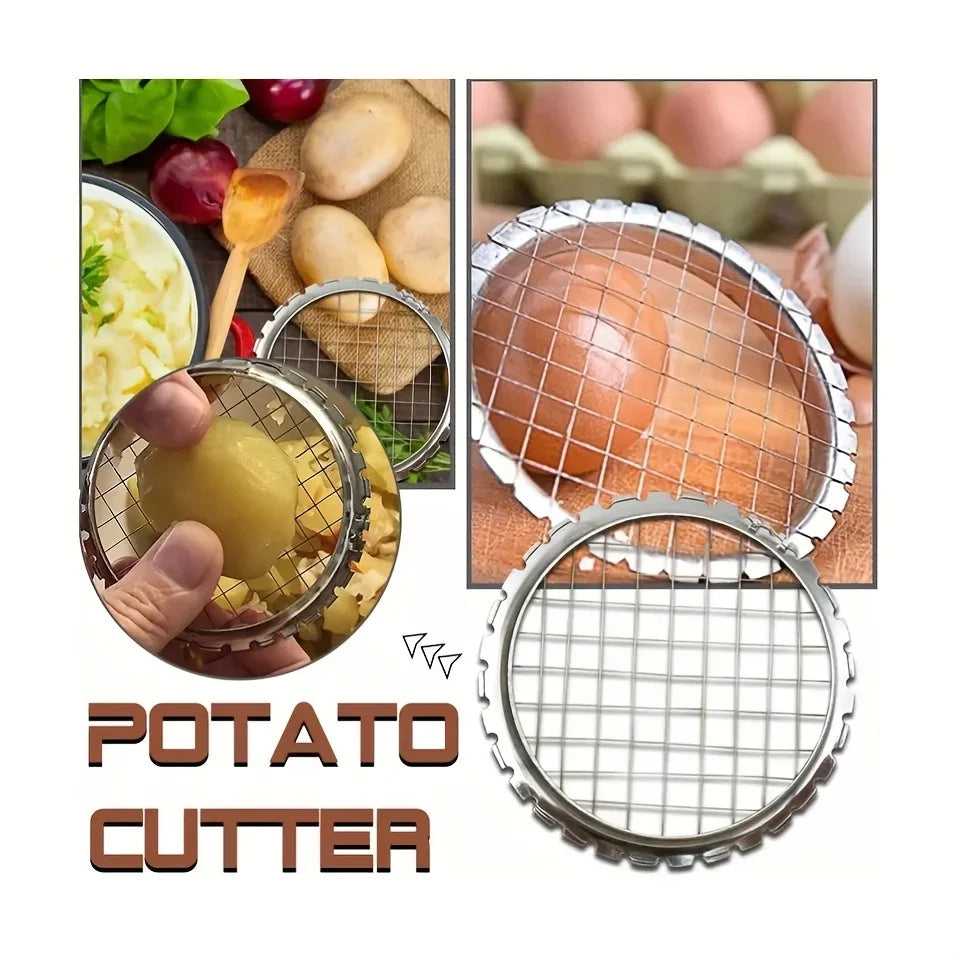 1pc Round Grid Cutter Slicer | Stainless Steel Vegetable Chopper