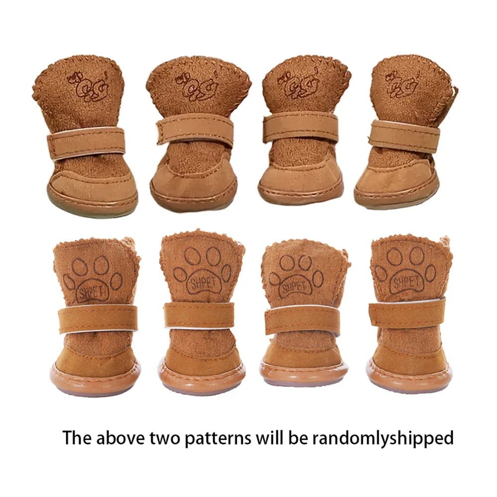 Pet Snow Boots for Small Dogs | Warm Cotton Boots with Non-Slip Rubber Soles