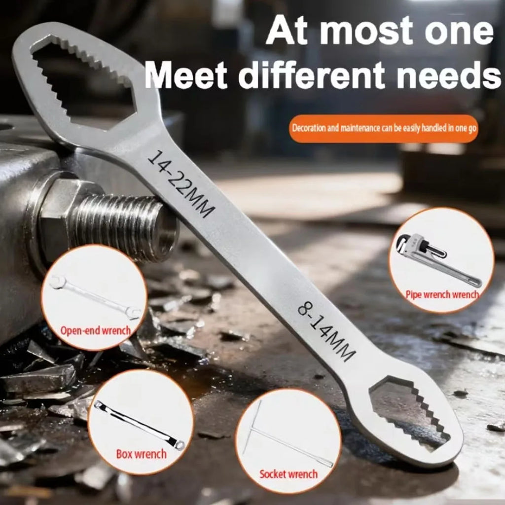 Adjustable Self-Tightening Double Head Wrench | Multi-Functional Tool for Cars, Bicycles, and Homes