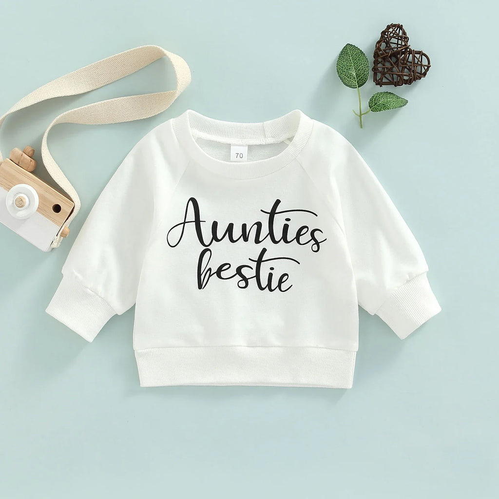 Baby Long Sleeve Letter Print Sweatshirt | Soft Cotton Blend Pullover for Girls