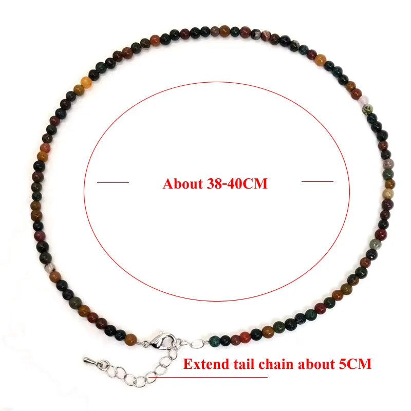 2025 Natural Stone Crystal Choker Necklace | 4mm Bohemian Adjustable Choker