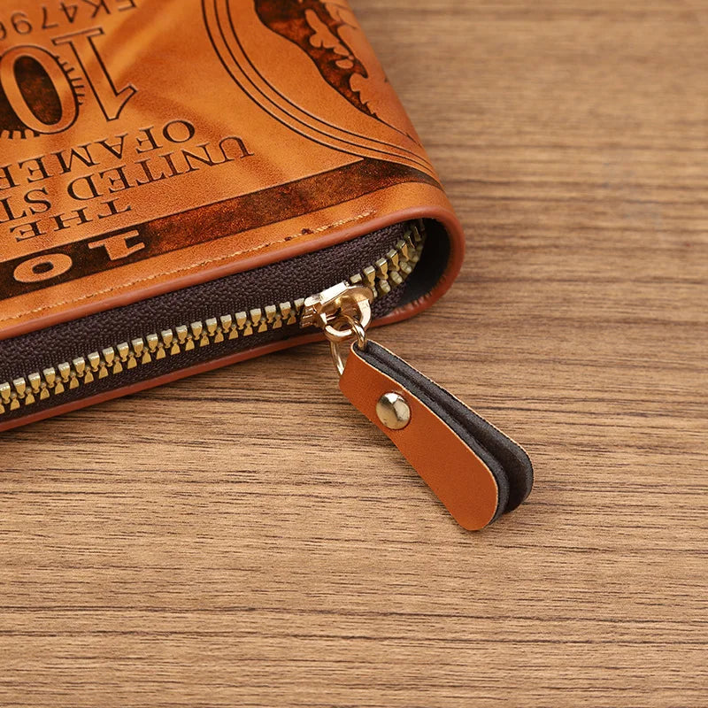 CEXIKA PU Leather Men's Wallet | Zipper Clutch Money Clip Card Holder