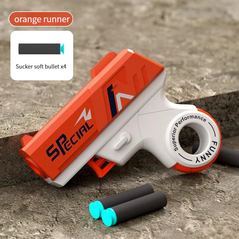 Foldable Mini Soft Bullet Toy Gun | Spinner Revolver Design for Stress Relief and Outdoor Fun