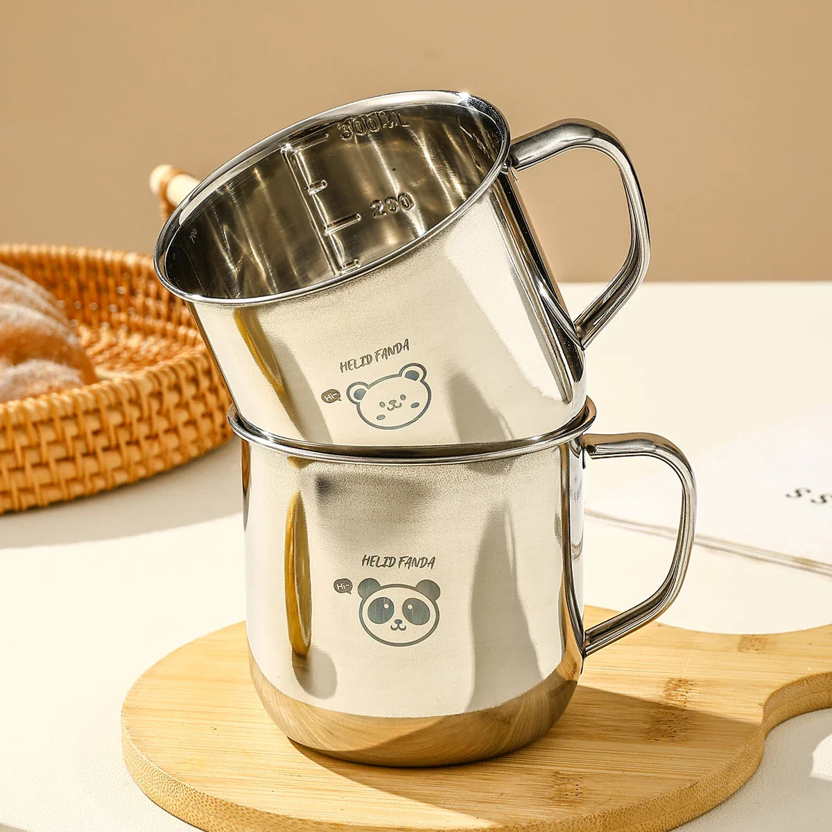 Stainless Steel Kids Water Cup with Handle | 300ml Anti-Scald Mini Mug