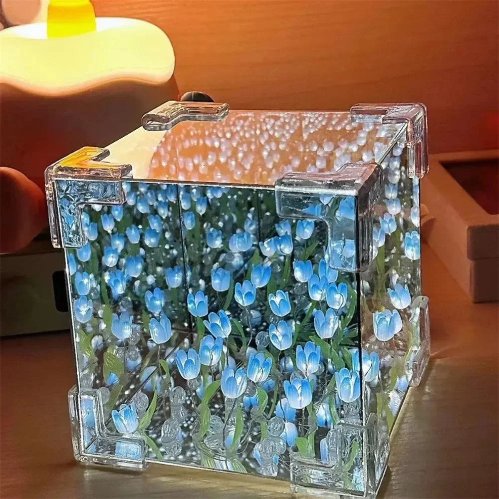 DIY Tulip Mirror Cube Lamp | Handmade Craft Night Light for Bedroom