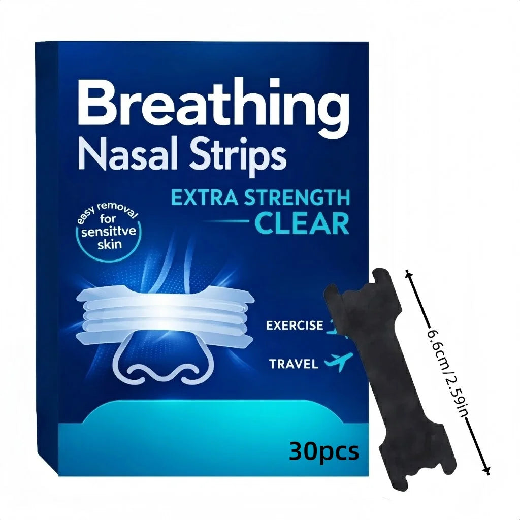 30 Pcs Upgraded Black Anti-Snore Strips | Breathable All-Night Comfort Nose Patches