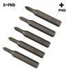 5pcs Cross Screwdriver Bit Set Magnetic Phillips Bits PH0000 to PH2 | 4mm Hex Shank Precision Hand Tools