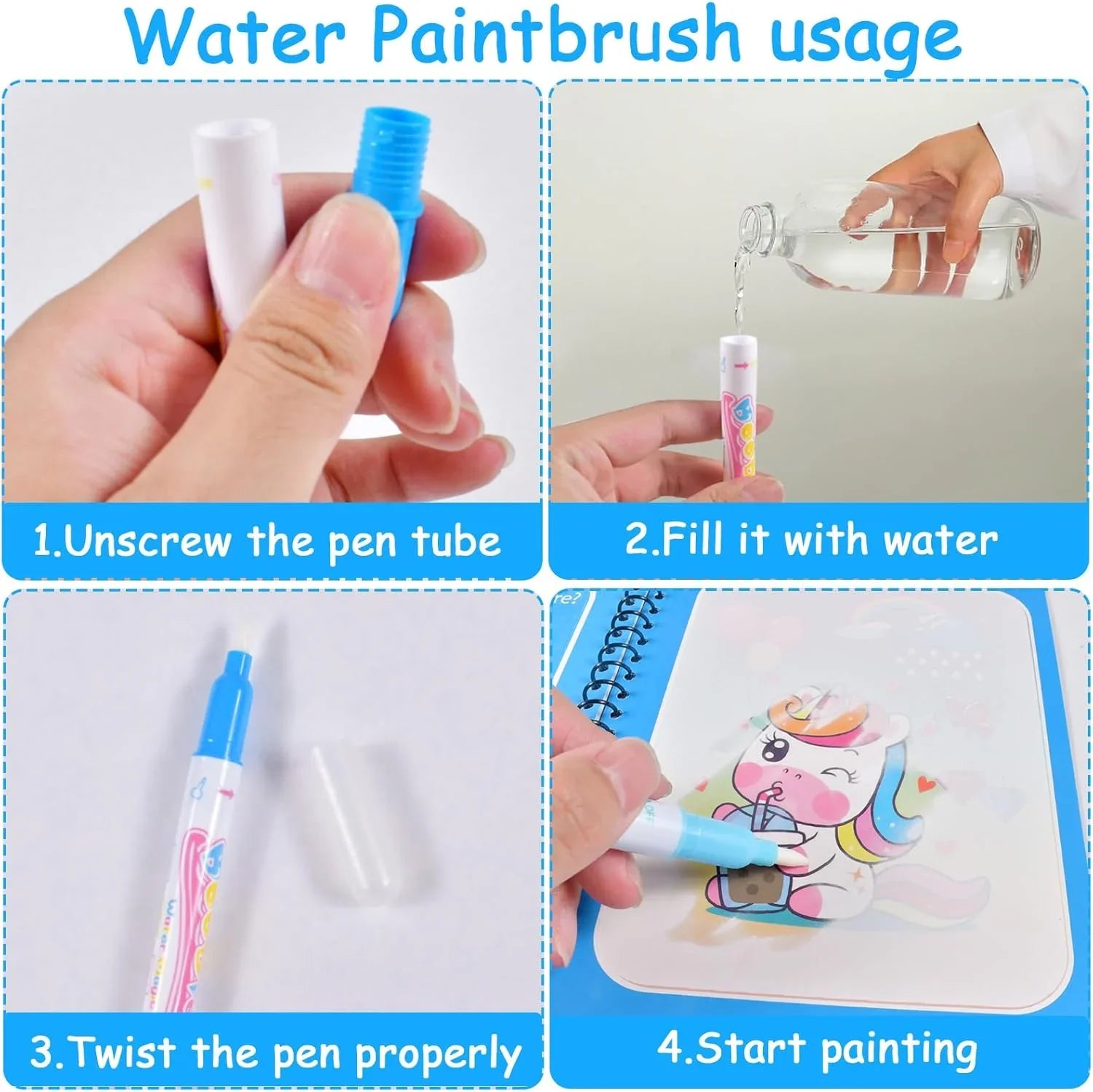 Reusable Water Drawing Book for Kids | Mess-Free Magic Coloring Pad