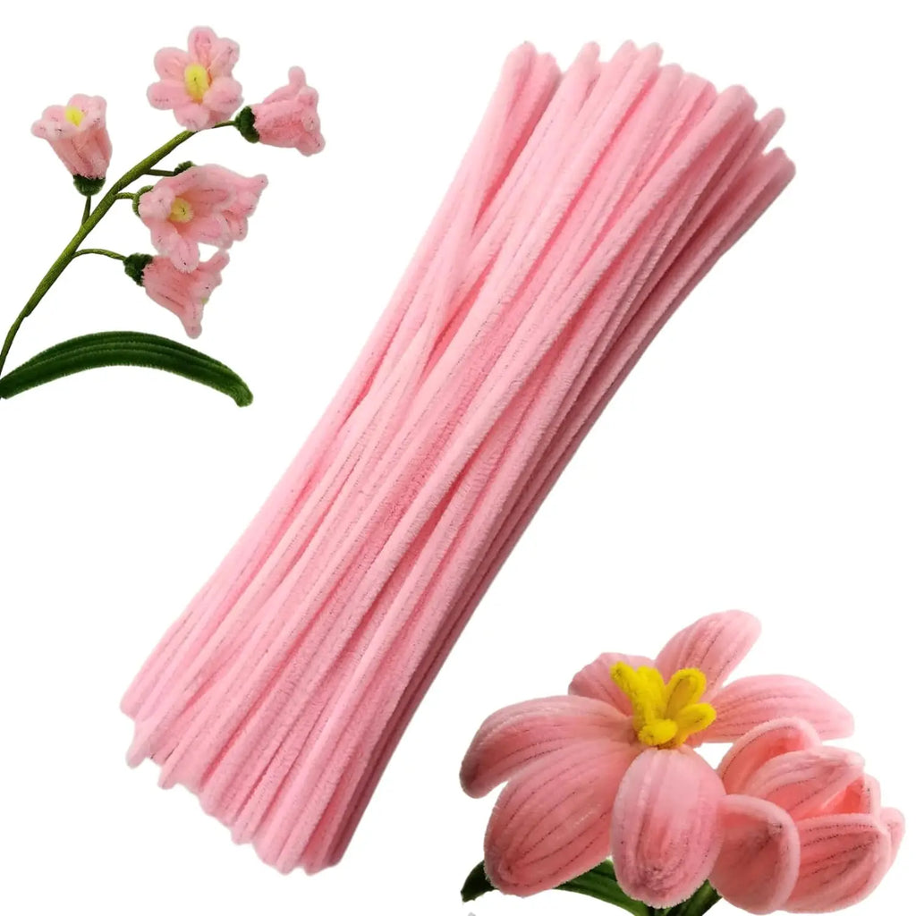 100pcs Pink Pipe Cleaners | Chenille Stems for Crafting