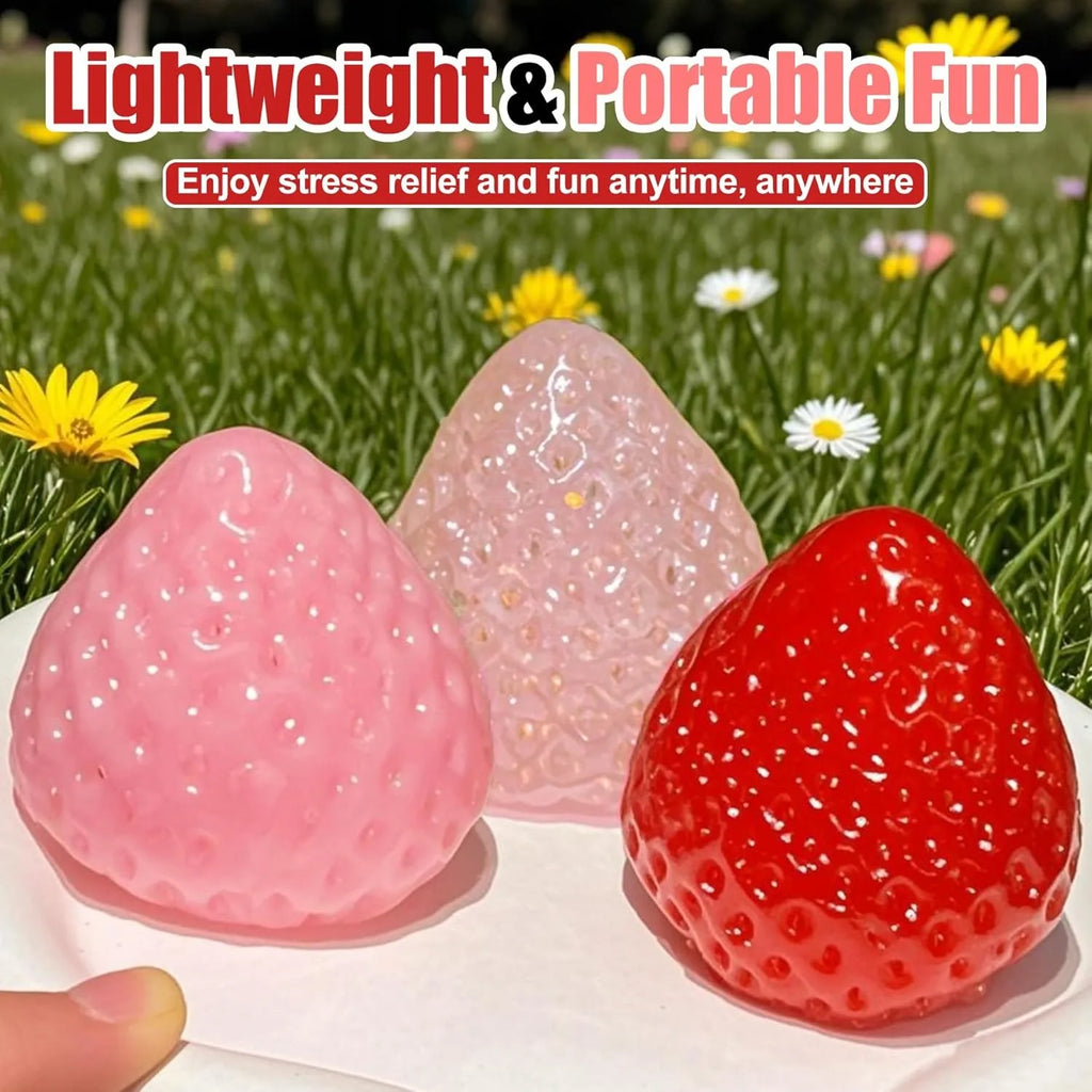 Strawberry Squishy Stress Toys Set | 3PCS Soft TPR Squeeze Fidget