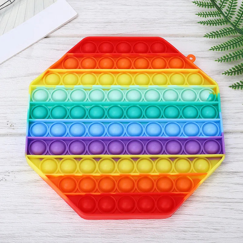 Large Rainbow Push Bubble Fidget Toy | Big Size Sensory Stress Relief for Kids and Adults