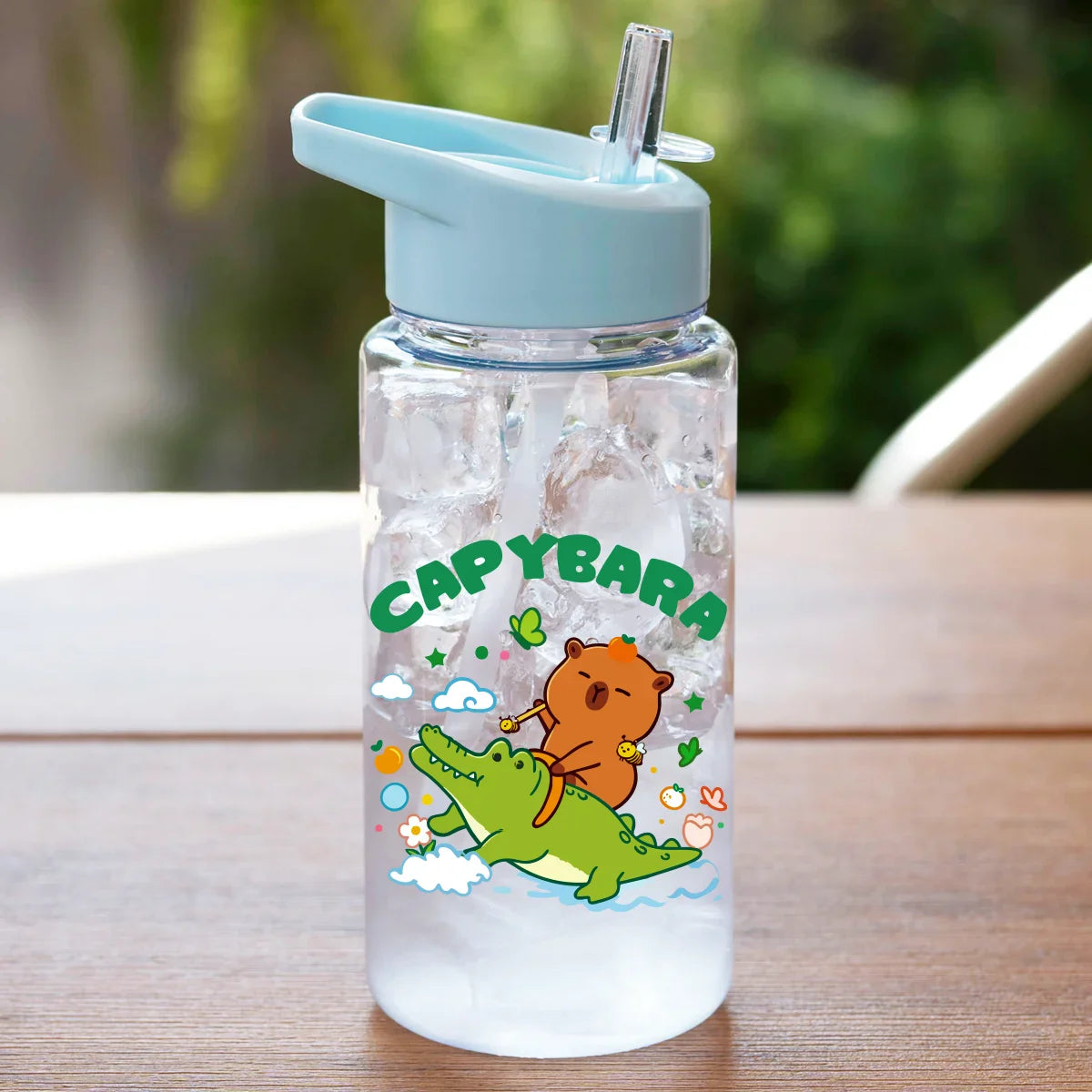 1 Piece 500ml (17 fl oz) Capybara Printed Straw Cup | Summer Water Bottle