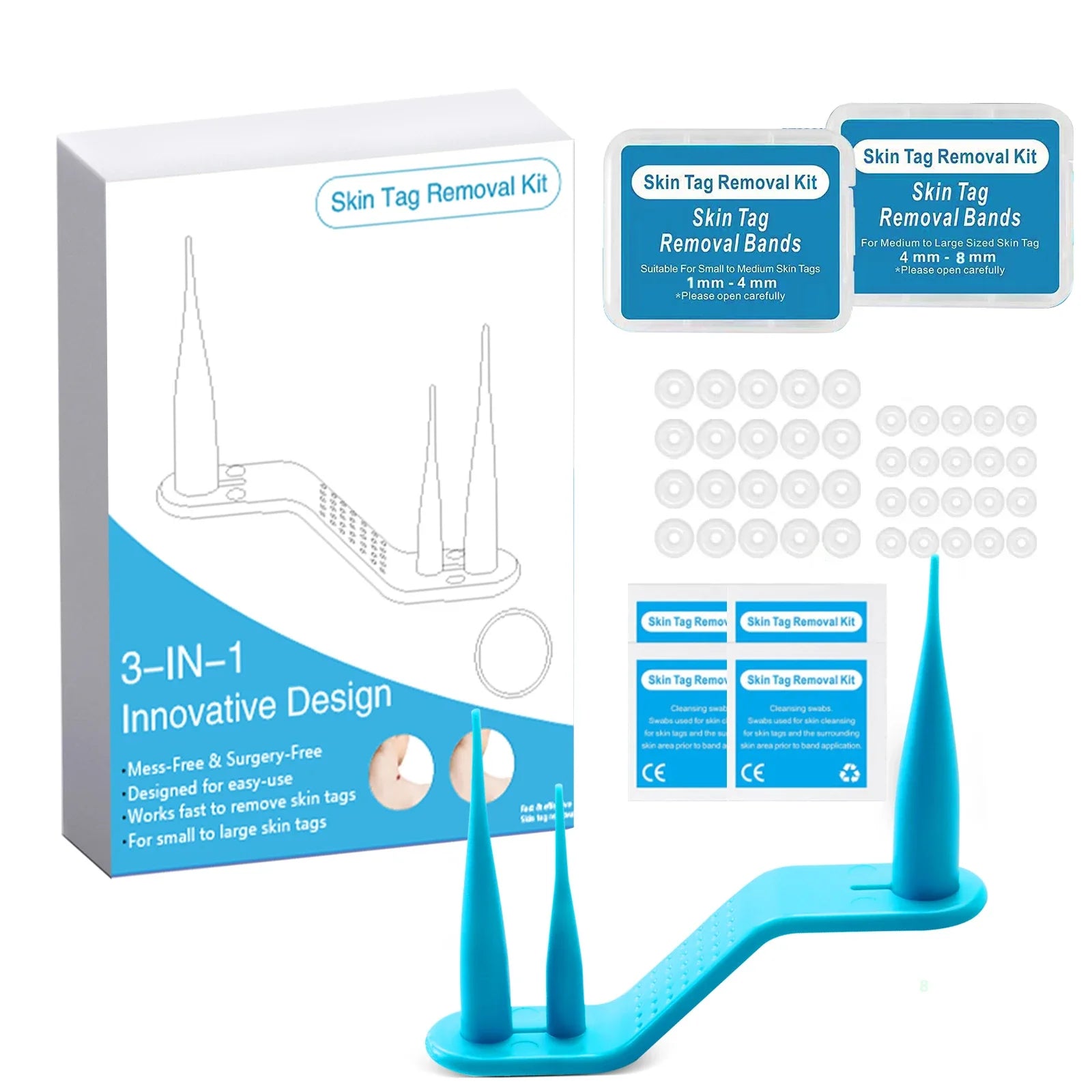 3-IN-1 Painless Skin Tag Removal Kit | Skin Label, Mole, Acne & Wart Removal Pen Set with Cleansing Swabs