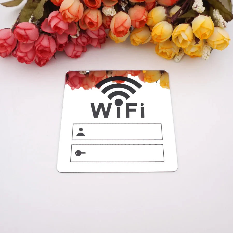 Acrylic Mirror WiFi Sign Sticker | Handwrite Account & Password Notice Board